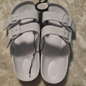 Women's White Double-Strap Sandals